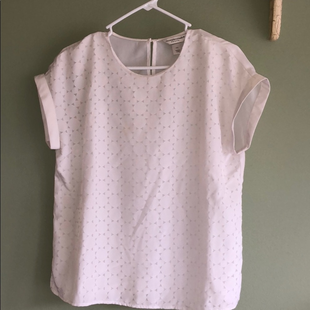 Christopher & Banks White Short Sleeve Blouse